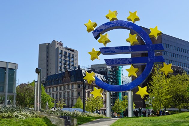 Логотип Евро Центрального Банка, Франкфурт, Германия