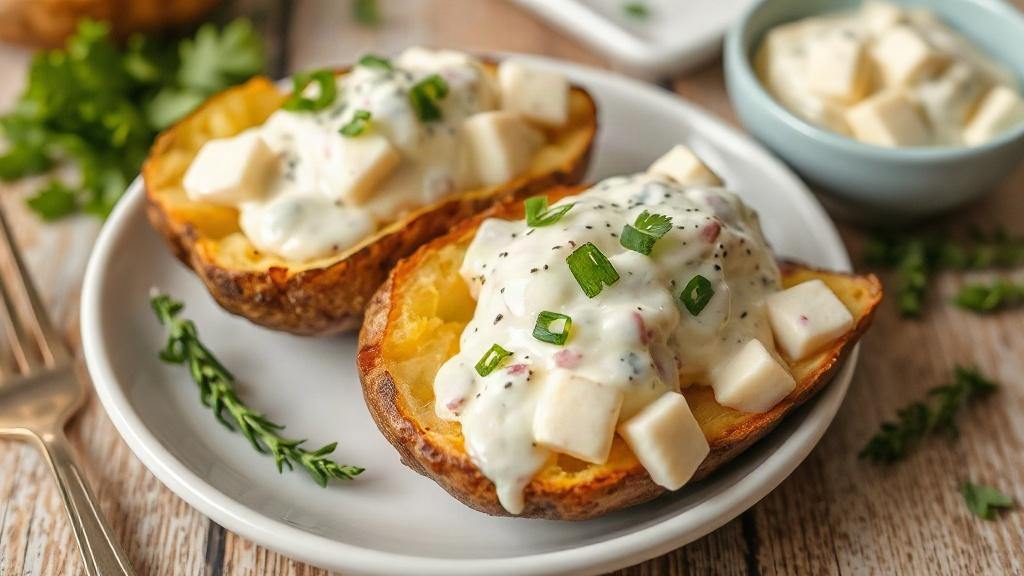 Вегетарианская кухня. Запеченный картофель с творожным соусом